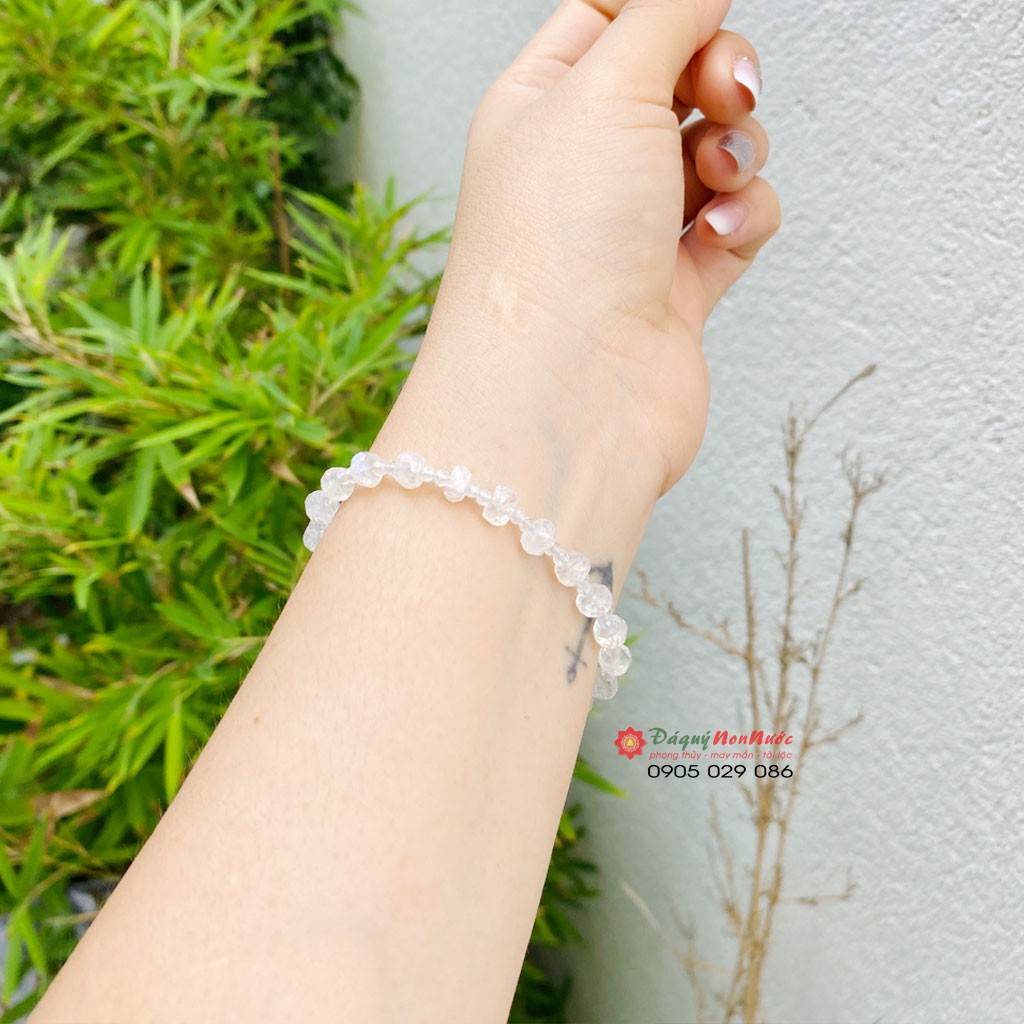 Vòng tay Nữ đá thạch anh mặt trăng Moonstone - đá Non Nước