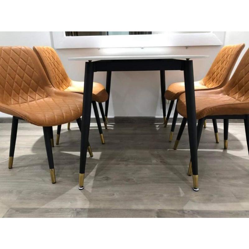 Bàn ăn mặt đá ceramic chống thấm,ố, chống trầy, chân sắt tầm nhìn mới 002