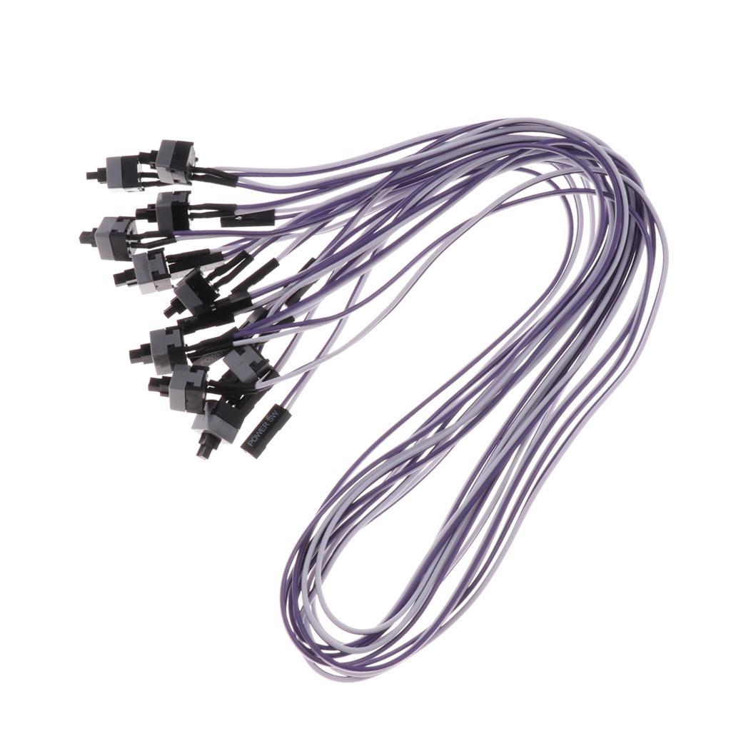 10Pcs 2Pin SW Power Cable on/off Push Button  Motherboard Switch Line