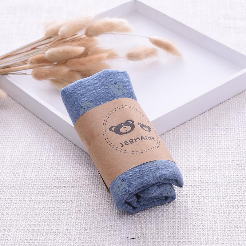 Khăn cotton và lanh tre bông anh đào vương miện in trẻ em mỏng cho bé