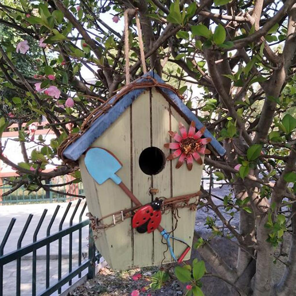 2 x Decorative Bird House, Hanging House Bird Feeder with Hanging Rope