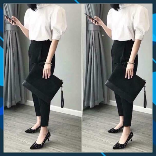 Quần baggy nữ lưng thun quần tây nữ chất tuyết mưa chun sau khóa giọt lệ hông Banamo Fashion baggy chun sau 835