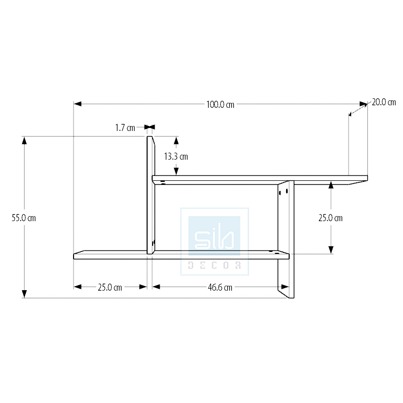 Kệ Gỗ Trang Trí Treo Tường 2 Tầng Cách Điệu Độc Đáo SIB Decor KT515