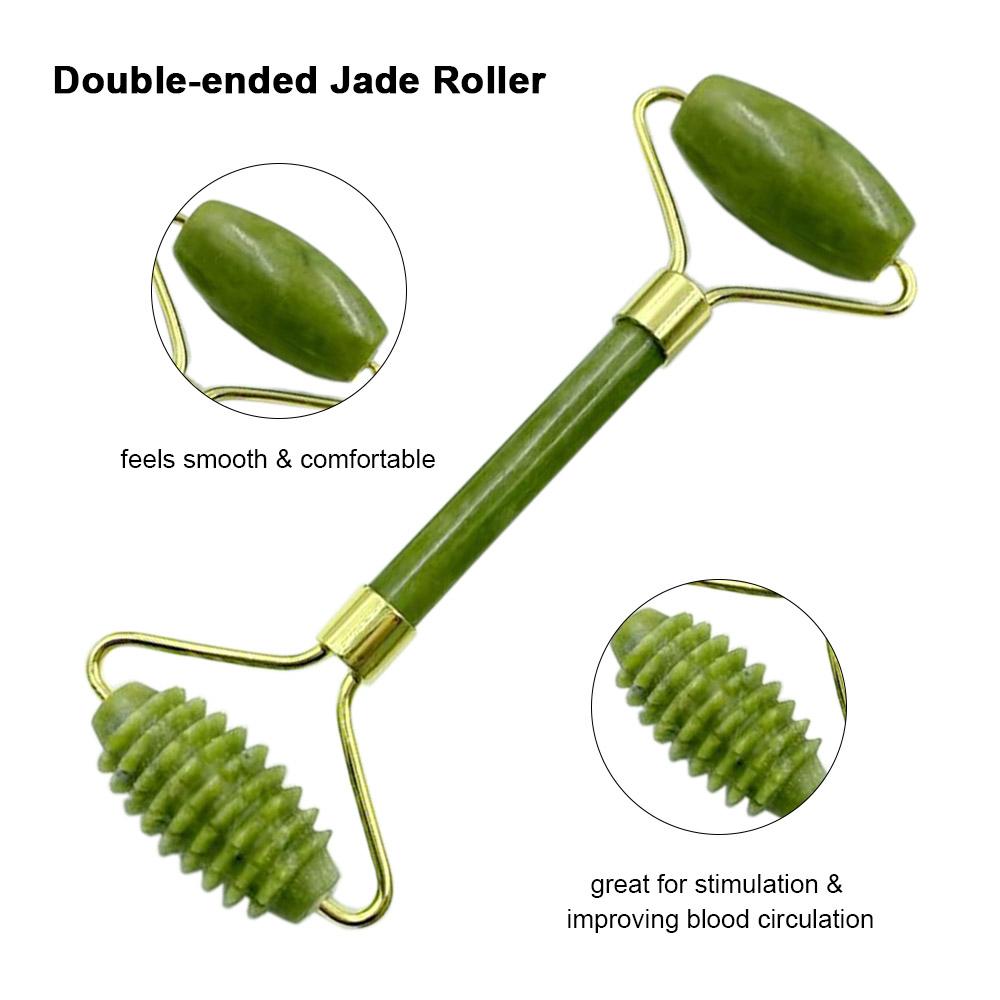 Bộ Đá Ngọc Bích Jade Roll & Gua Sha Scrapers Để Chăm Sóc Da Mặt, Lăn Làm Đẹp Da Mặt, Chống Lão Hóa Mặt, Mắt, Cổ