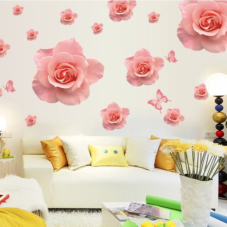 Decal dán tường pink rose