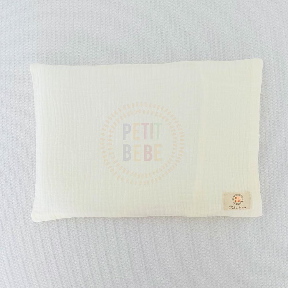 Gối mỏng lót đầu bé sơ sinh PETIT BEBE muslin thấm hút thoáng khí màu trơn