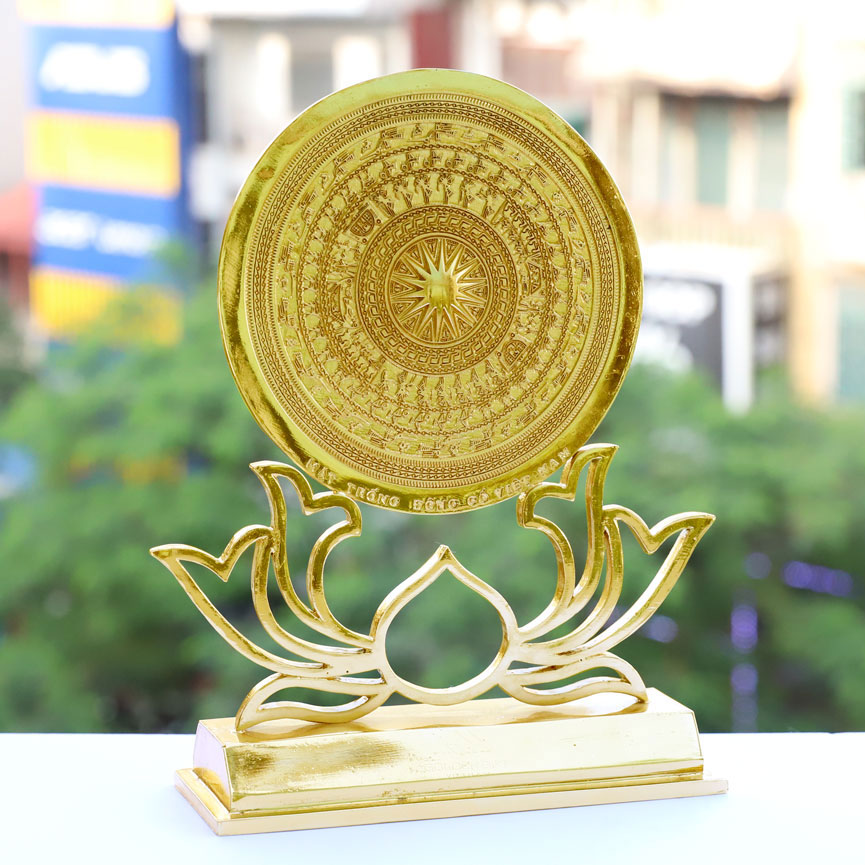 Mặt Trống Đồng Đông Sơn mạ vàng 24K - Quà tặng Trống Đồng cao cấp