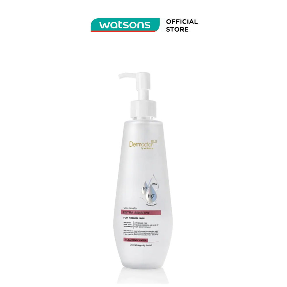 Nước Tẩy Trang Dermaction Plus By Watsons Vita-Micellar Extra Sensitive Cleansing Water 250ml