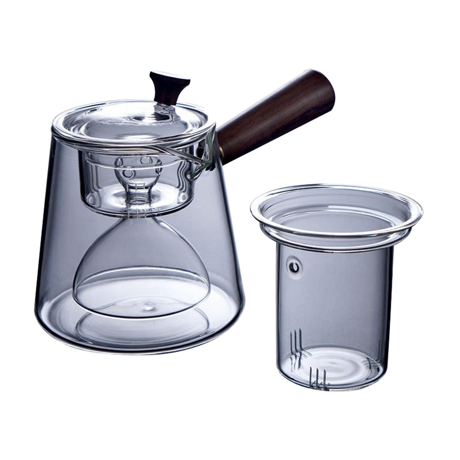 Tea Maker Stovetop 750ML/25OZ with Strainer Clear Sturdy Portable Jug Glass Water Kettle Glass Tea Pot for Scented Tea Office Hotel Tea Bags Loose Tea