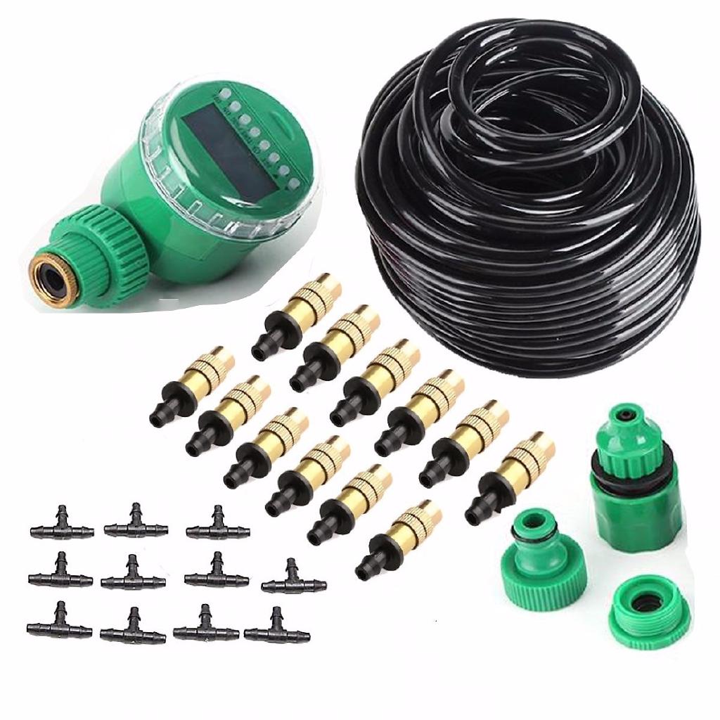 Bộ tưới cây tự động 12 đầu phun sương bằng đồng kèm van nước hẹn giờ