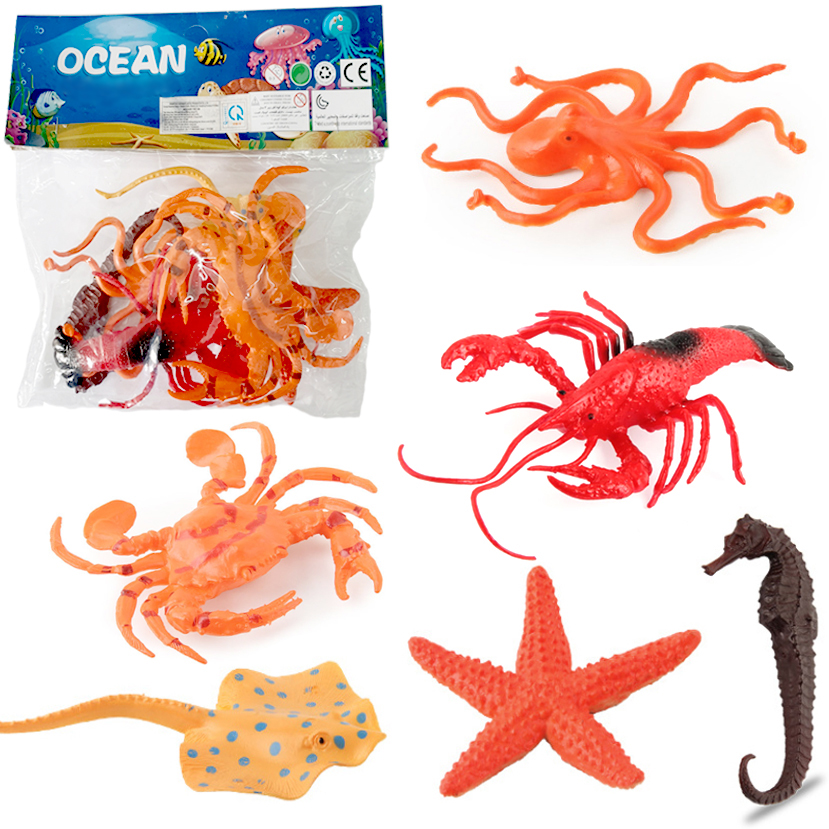 Đồ chơi 6 mô hình Cá Biển &amp; động vật Biển size lớn (14-18 cm) Animal Ocean World cho bé 3 tuổi