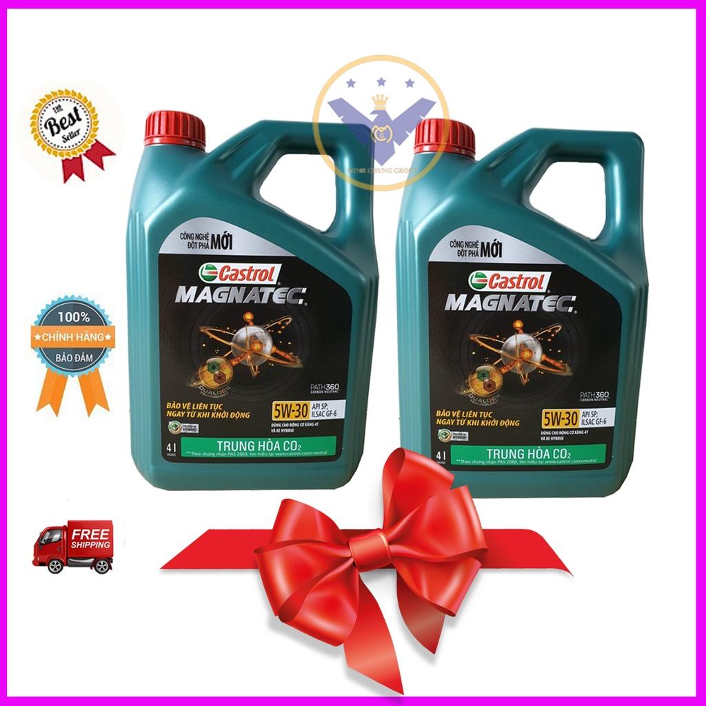 COMBO 2 dầu nhớt ô tô cao cấp tổng hợp toàn phần Castrol Magnatec 5W-30 API SP/CF Can 4L