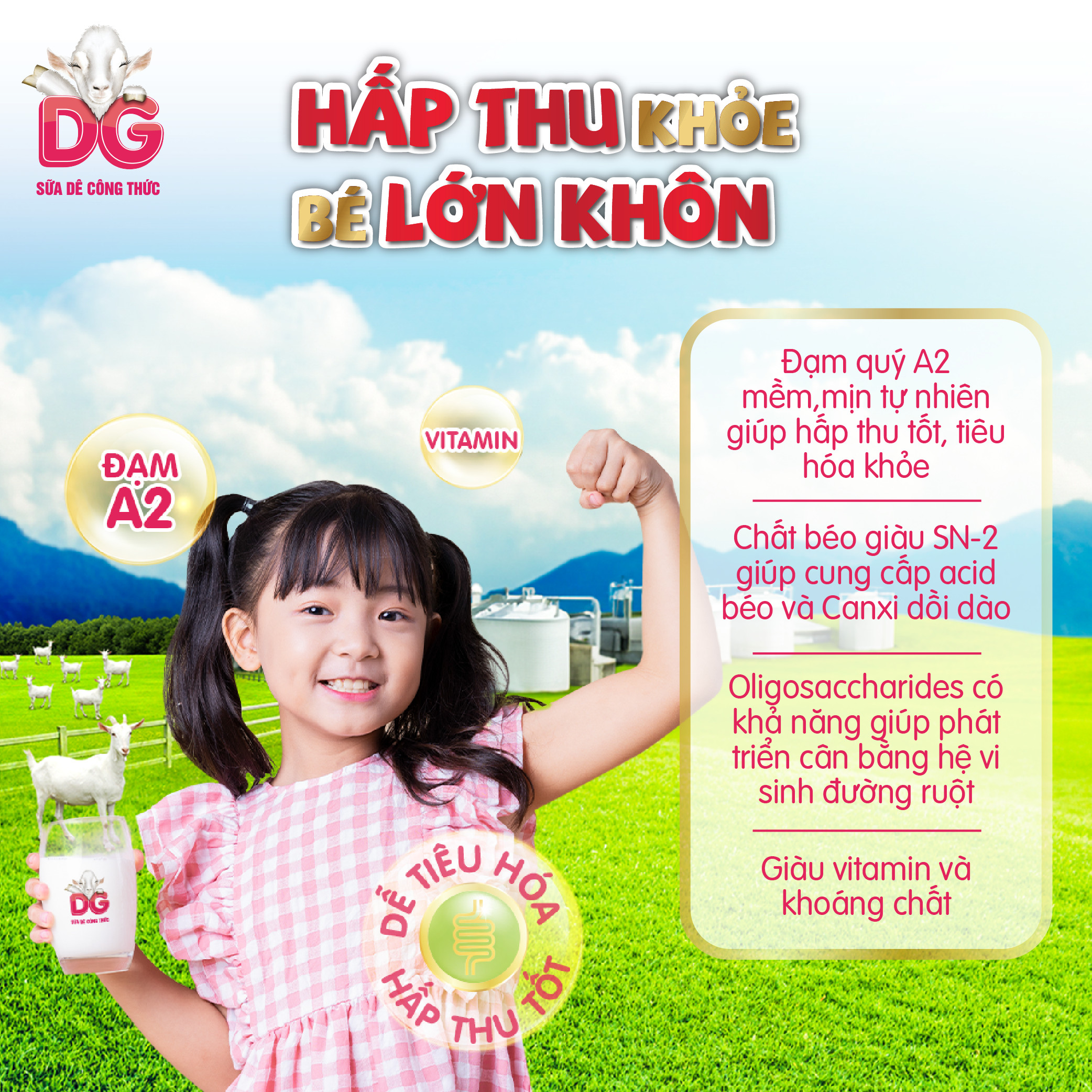 Combo 2 lon Sữa Dê DG-2 400g Tặng 1 chiếc túi vải DG xinh xắn