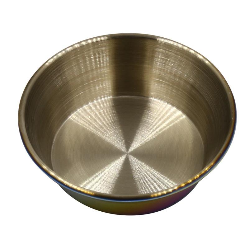 Round Stainless Steel Seasoning Dish Plate Ketchup Sauce Rice Container Kitchen Picnic Supplies