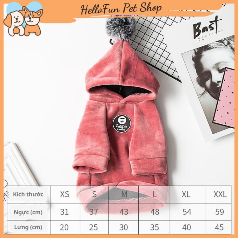 Áo Hoodie nhung cao cấp cho thú cưng - Áo cho chó mèo mùa đông