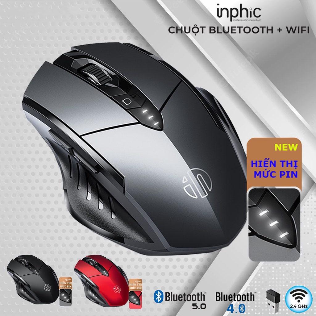 Chuột không dây Pin Sạc Inphic PM6 - Chuột gaming Bluetooth, Wireless cao cấp chống ồn bấm siêu êm không cần thay pin-Hàng chính hãng