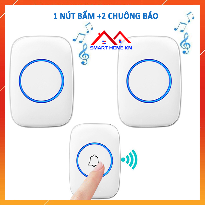 Chuông cửa không dây thông minh cao cấp không cần lắp đặt- Bộ 2 Chuông báo