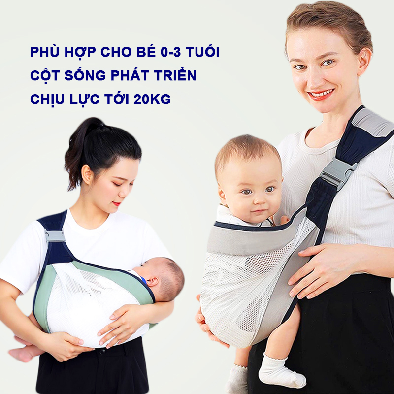 Địu em bé gọn nhẹ cao cấp Baby-S, Địu cho bé 0-3 tuổi thông thoáng dễ sử dụng – SSS035