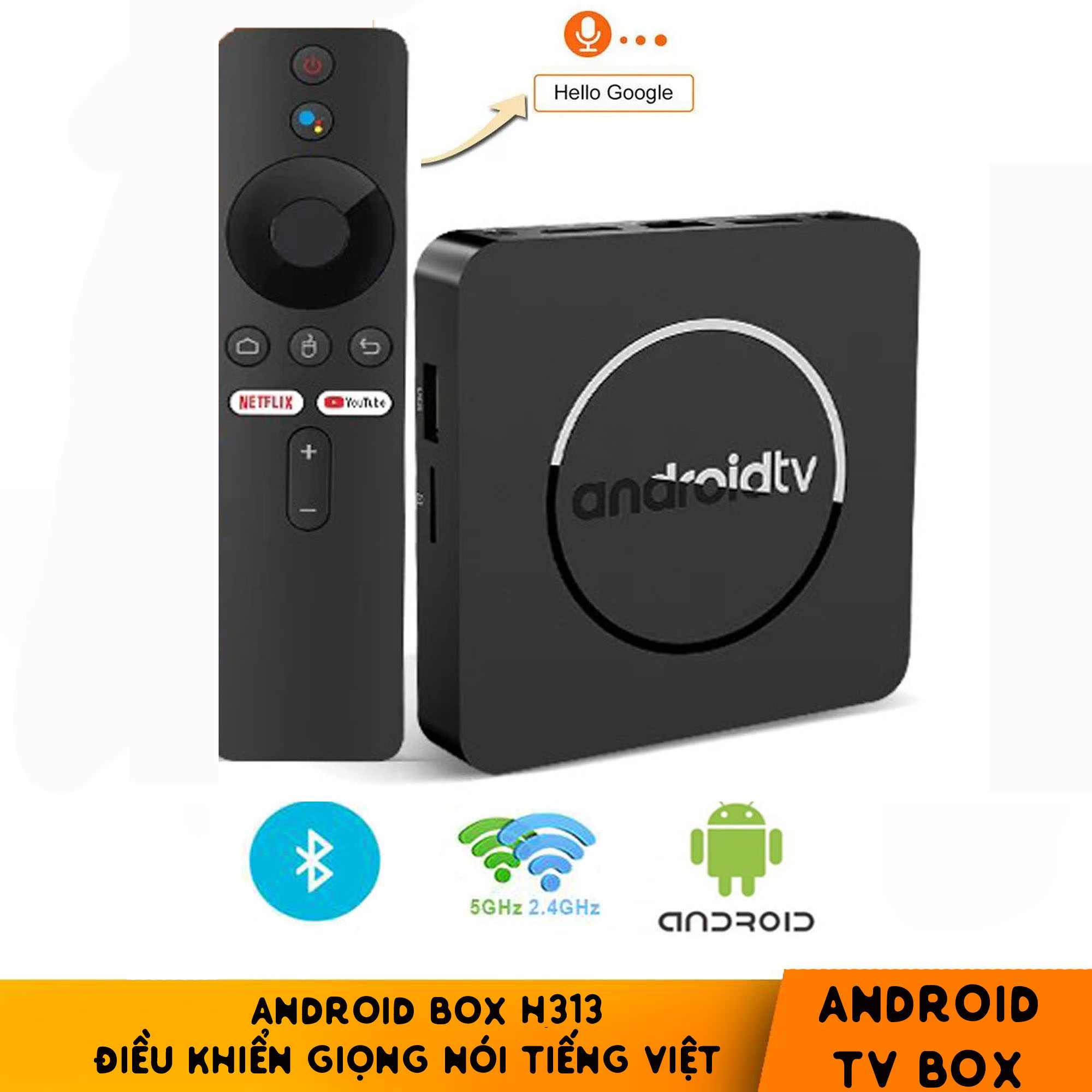 Android tv có điều khiển giọng nói tiếng việt hỗ trợ bluetooth Wifi 2 băng tần kép cài sẵn truyền hình cáp và xem phim HD miễn phí vĩnh viễn - Hàng nhập khẩu