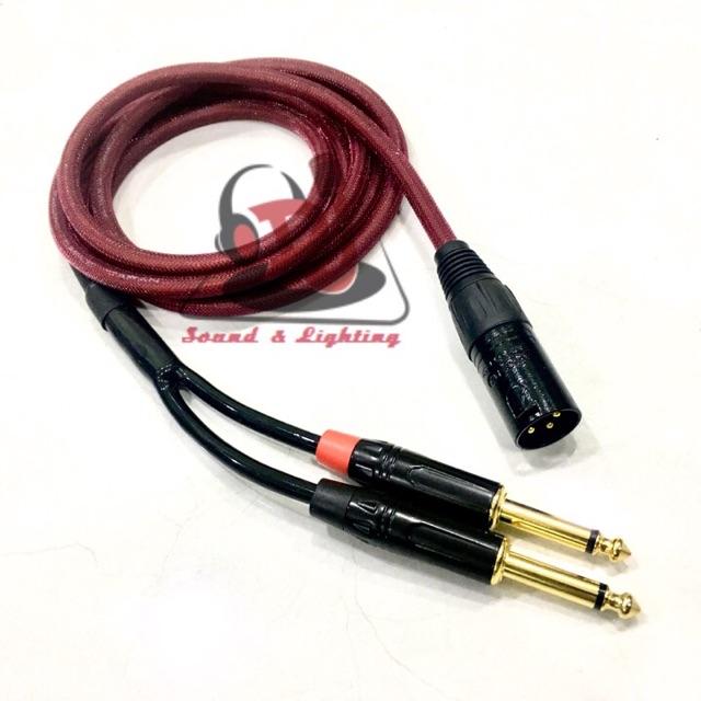 Dây Jack chia XLR đực ra 2 đầu Jack 6 ly thẳng dài 2m