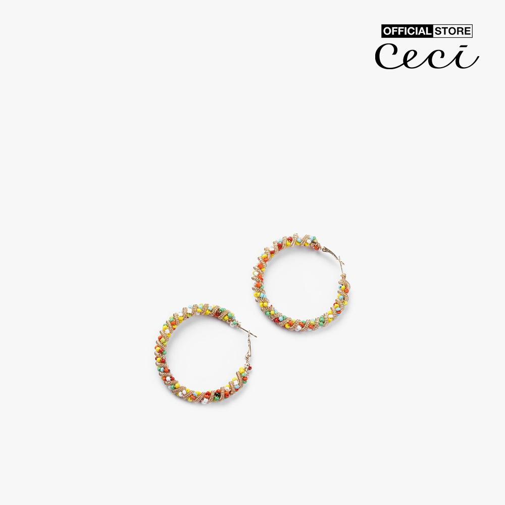 CECI - Khuyên tai nữ khoen tròn chuỗi hạt nhiều màu CC1-07000130