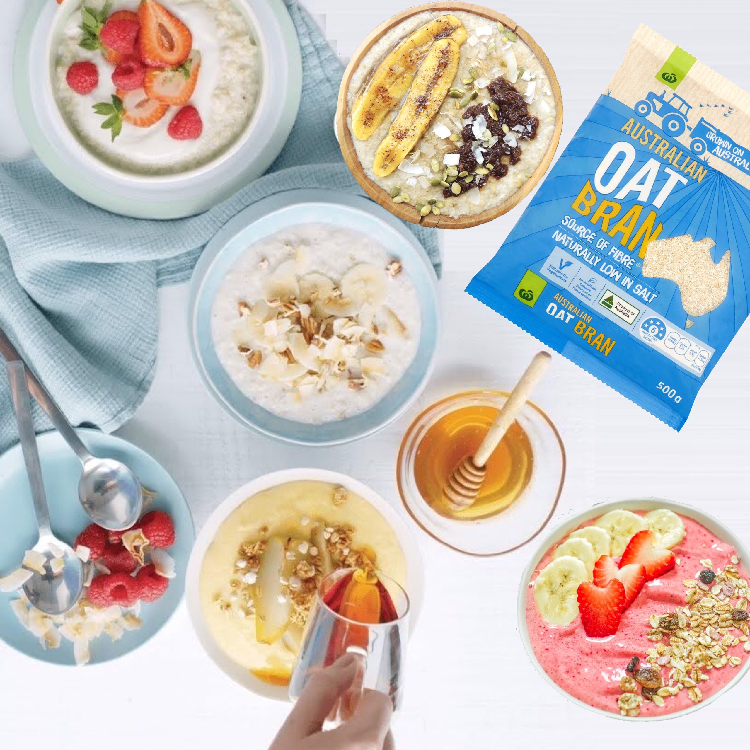 Yến Mạch Ăn Liền Woolworths Oat Bran - Phù Hợp Ăn kiêng, Giúp Giảm Cân, Giảm Cholesterol Trong Máu, Kiểm Soát Đường Máu, Tăng Cường Miễn Dịch - Bịch 500gr