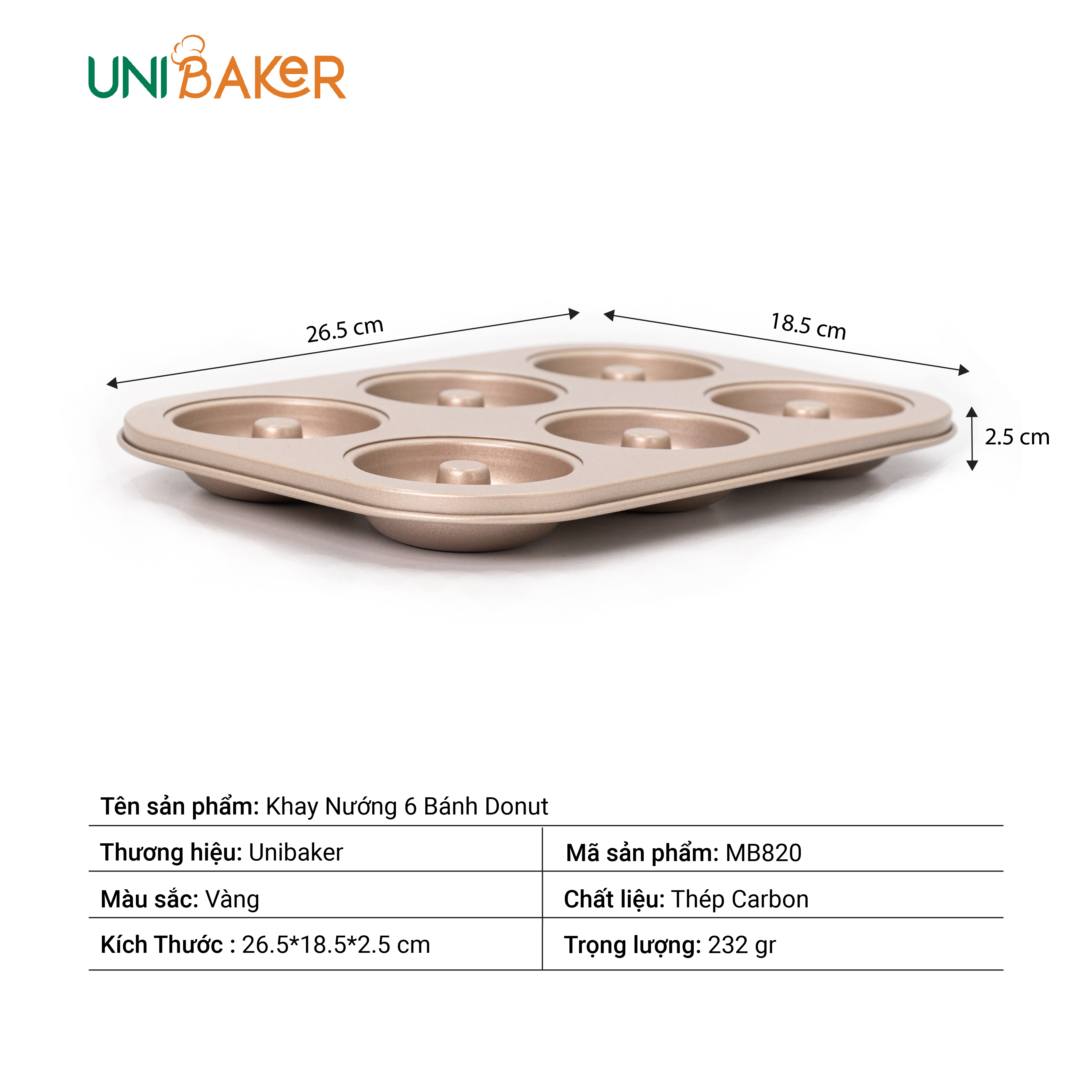 KHAY NƯỚNG 6 BÁNH DONUT UNIBAKER MB820