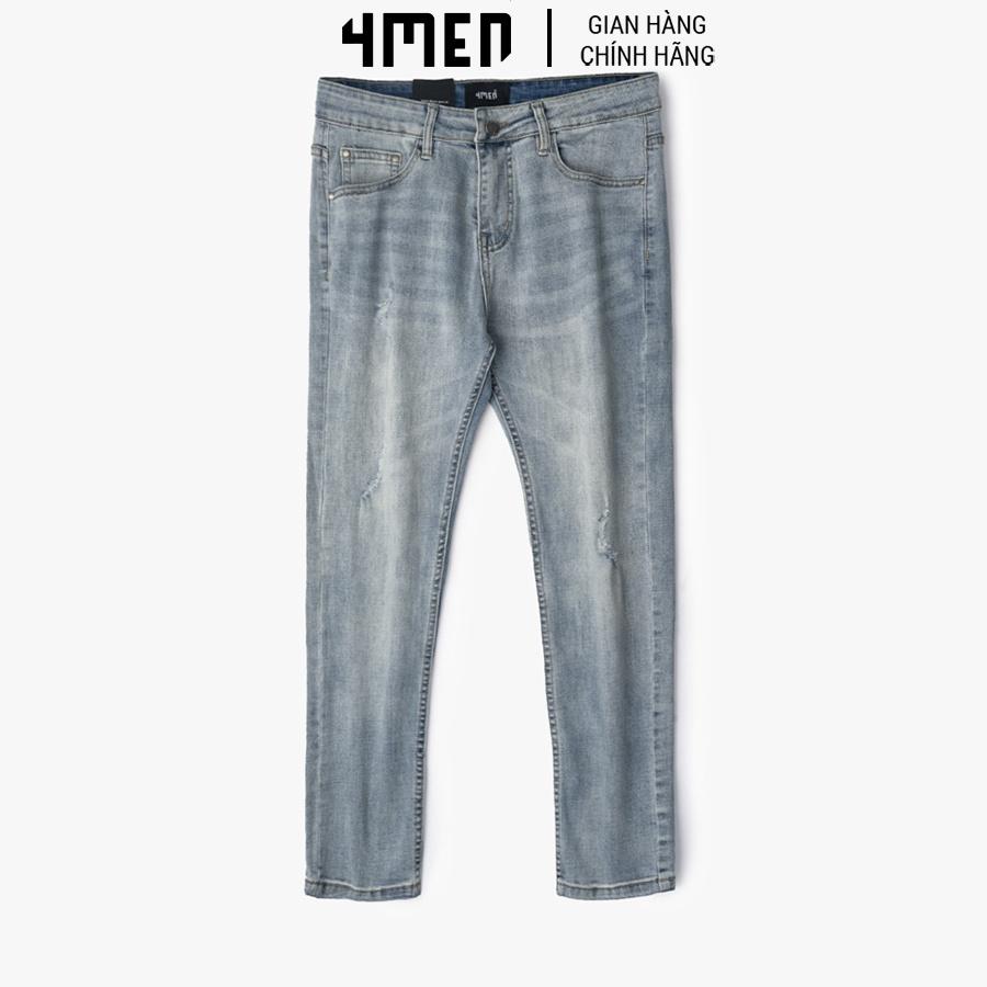 Quần Jeans Nam Cao Cấp Xanh Rách 4MEN QJ039