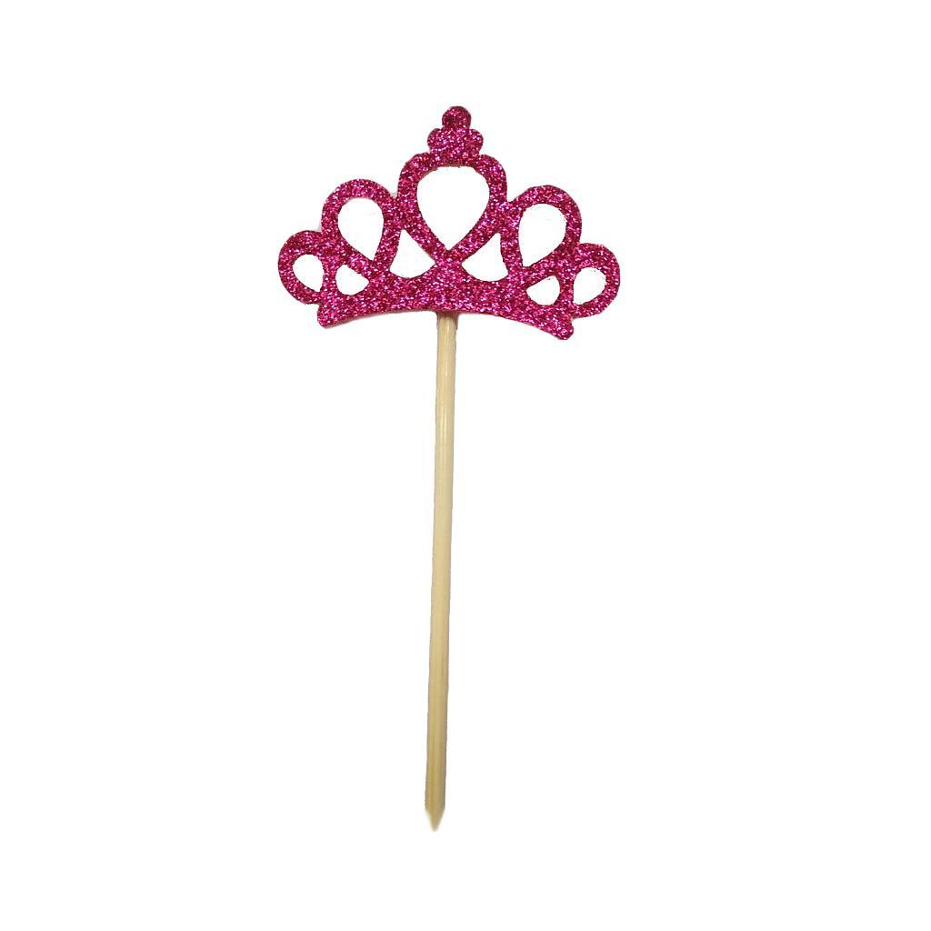 6 Pieces/set Felt Crown Shape Cake Toppers Baby Shower Birthday Wedding Cake Picks Cake Centerpieces