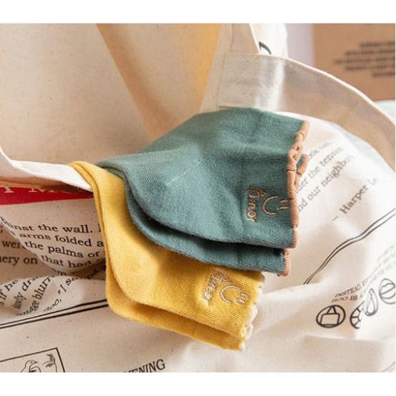 Set 5 Đôi Tất nữ cổ ngắn họa tiết mặt cười xinh xắn phong cách Hàn Quốc - T053