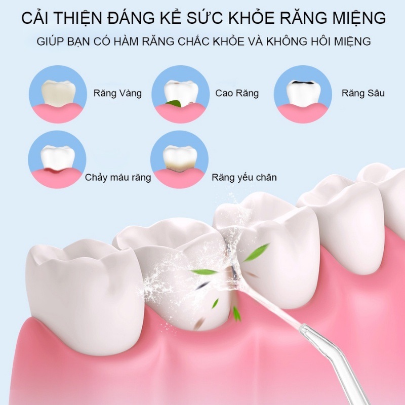 Máy tăm nước cầm tay Enpis SS66 vệ sinh răng miệng chống nước cao cấp 3 chế độ bảo vệ nướu - Hàng Chính Hãng