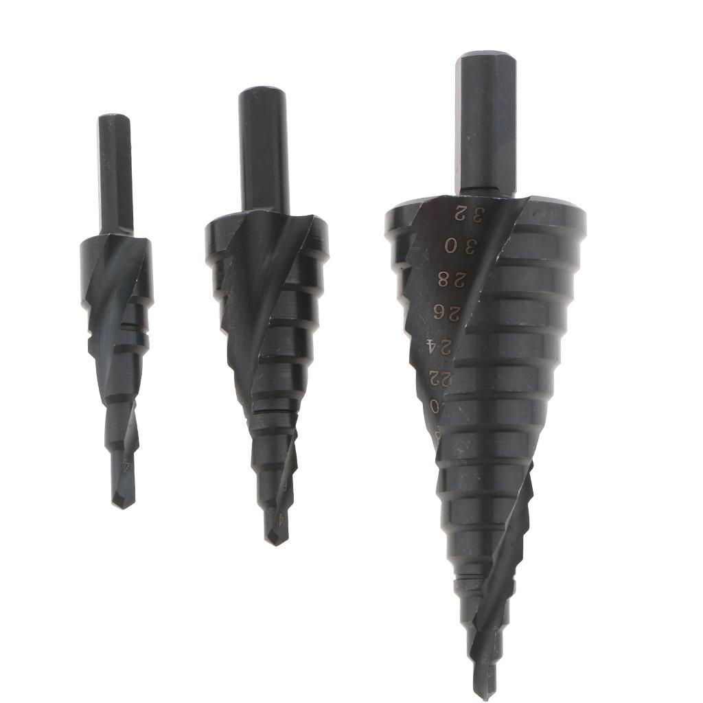 Xoắn Ốc Sáo Mũi Khoan Bước Bộ/4-12,4-20,4-32/Lục Giác Nitrided HSS Khoan