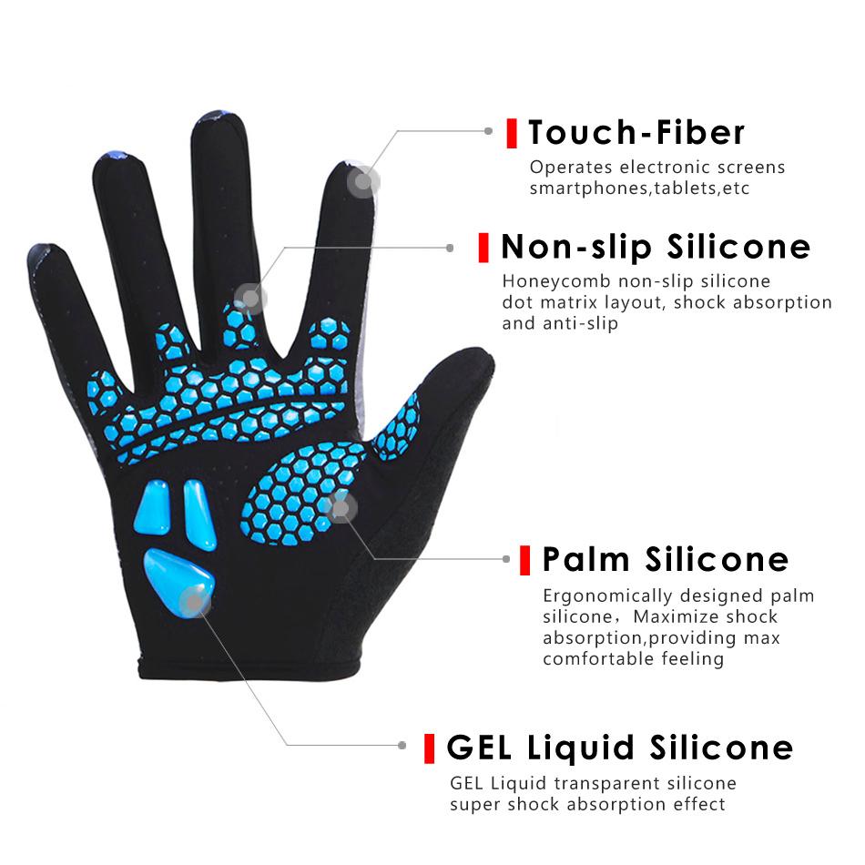 Mtb Găng Tay Đi Xe Đạp Cảm Ứng Màn Hình GEL Xe Đạp Thể Thao Chống Sốc Đường Full Ngón Tay Xe Đạp Găng Tay Dành Cho Nam Nữ MICCGIN