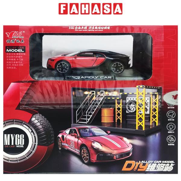 Đồ Chơi Mô Hình Xe 1:32 Bugatti Chiron Và Gara Sửa Chữa Ô Tô - Ming Ying 66 MY66-M5273X - Màu Đỏ