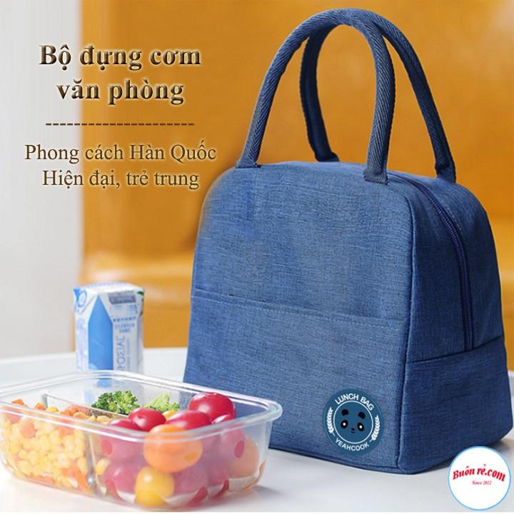 Combo cơm văn phòng: Hộp thủy tinh 3 ngăn 1000ml / Hộp thủy tinh tròn 400ml / Túi đựng cơm Lunch Bag / Bộ đũa+thìa+dĩa