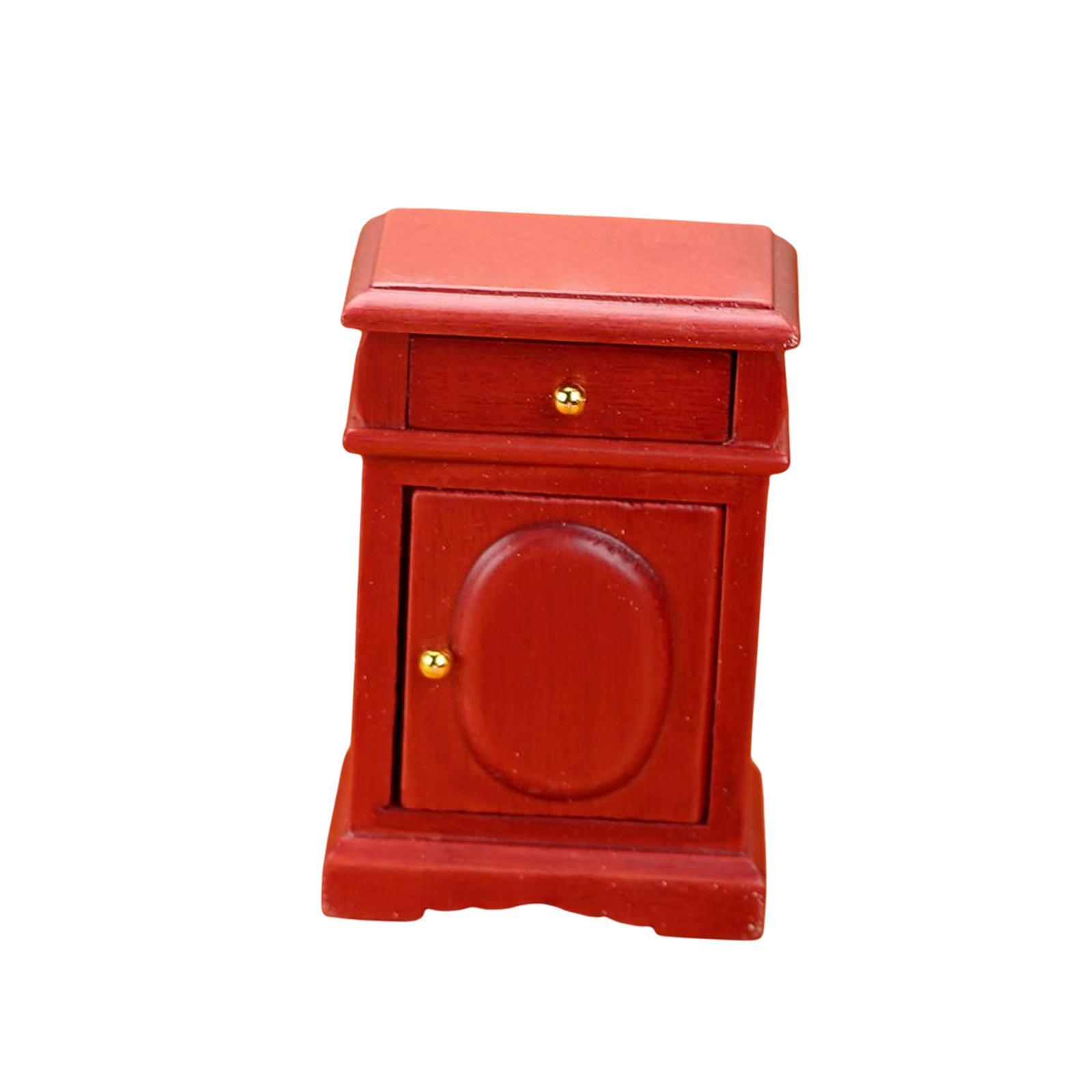 Miniature Wooden Bedside Table Bedroom Micro Landscape Furniture Decor