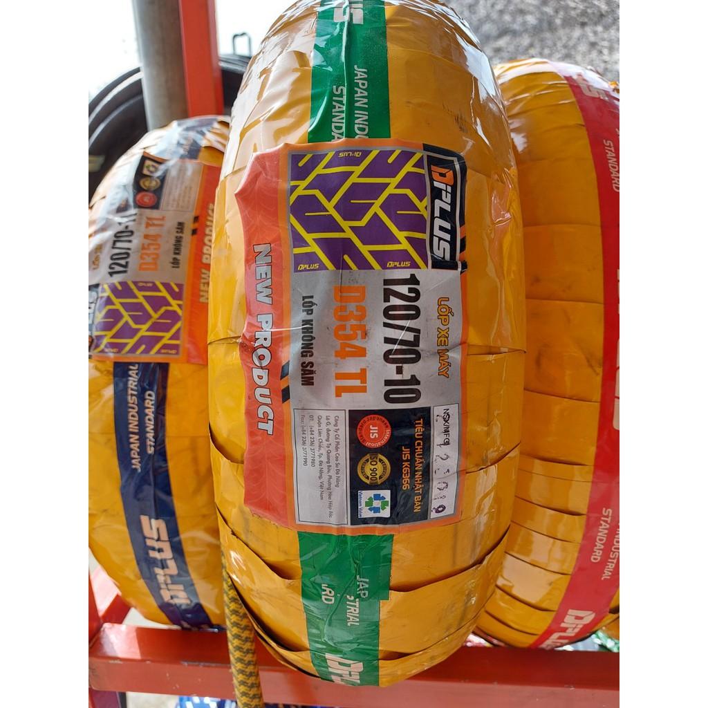 Lốp DPLUS 120/70-10 KHÔNG SĂM Dành cho Vespa X sau, Vespa LX Hàng Chính Hãng