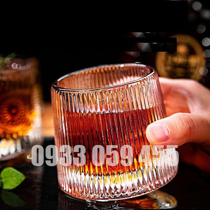 Ly rock thủy tinh pha lê đế xoay 360 độ, cốc uống whisky rượu tây 160ml wine glass