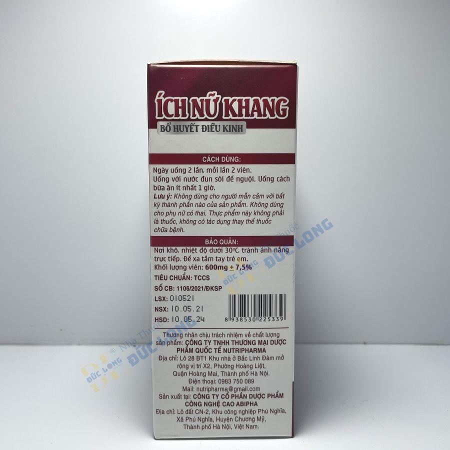 Ích Nữ Khang - Bổ huyết, điều hoà kinh nguyệt – Lọ 30 viên