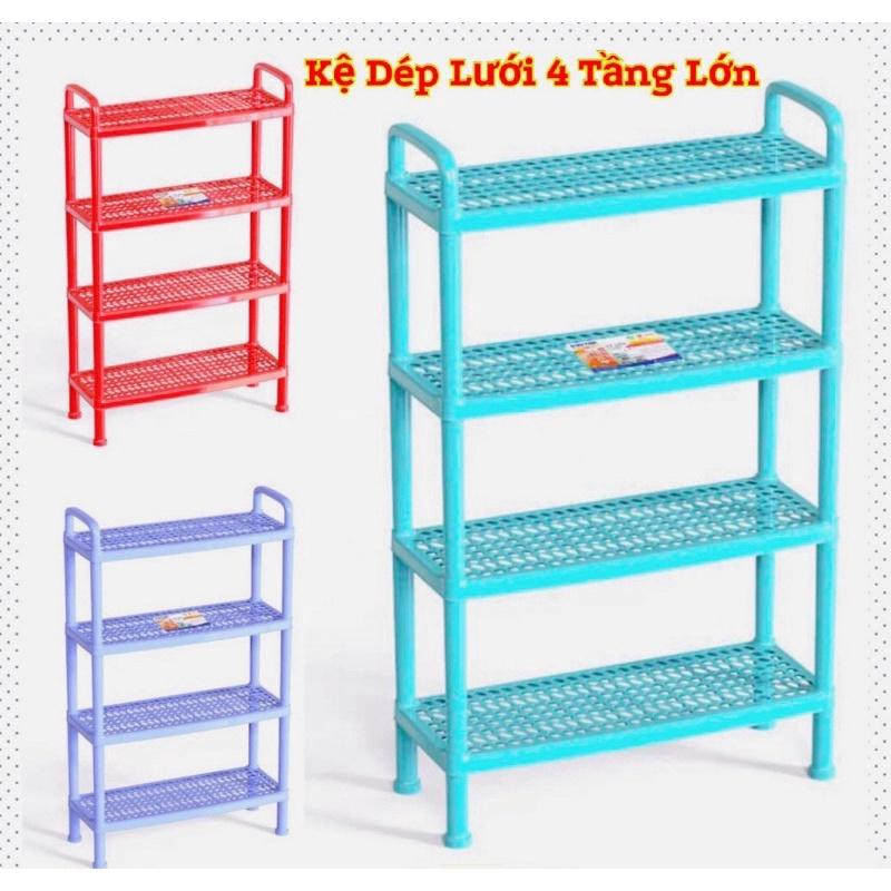 ️Kệ Dép Lưới 4 Tầng Lớn Có Quai Cầm 2 Bên, Nhựa Cao Cấp Đựng Đồ Dùng