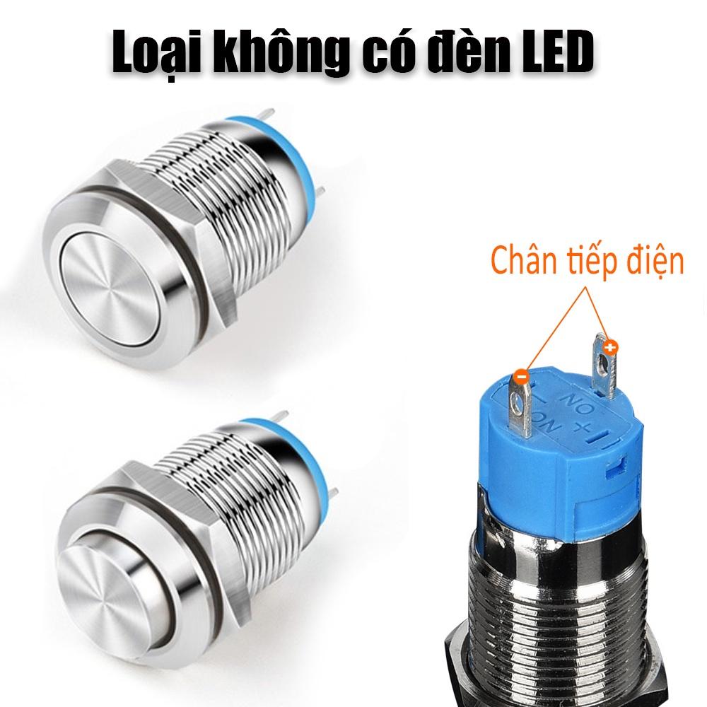 Nút công tắc nhấn giữ Tự khóa có LED 12mm (3V-6V, 12-24V, 110-220V) Vỏ Kim loại chống nước