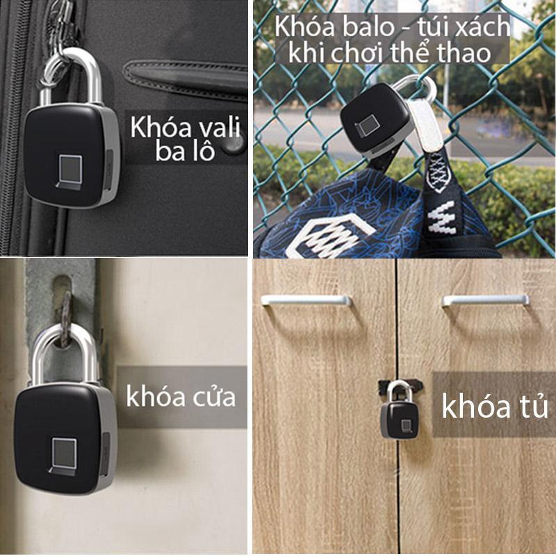 Ổ khóa vân tay thông minh P3 cho nhà cửa, vali, hòm tủ, trang bị pin sạc bên trong