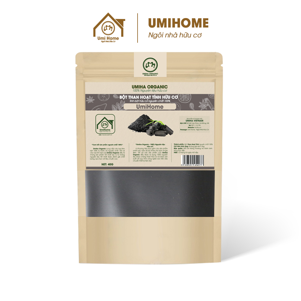 Bột Than Hoạt Tính đánh trắng răng UMIHOME 135G nguyên chất dùng đánh răng và ngăn ngừa mảng bám cao răng hiệu quả