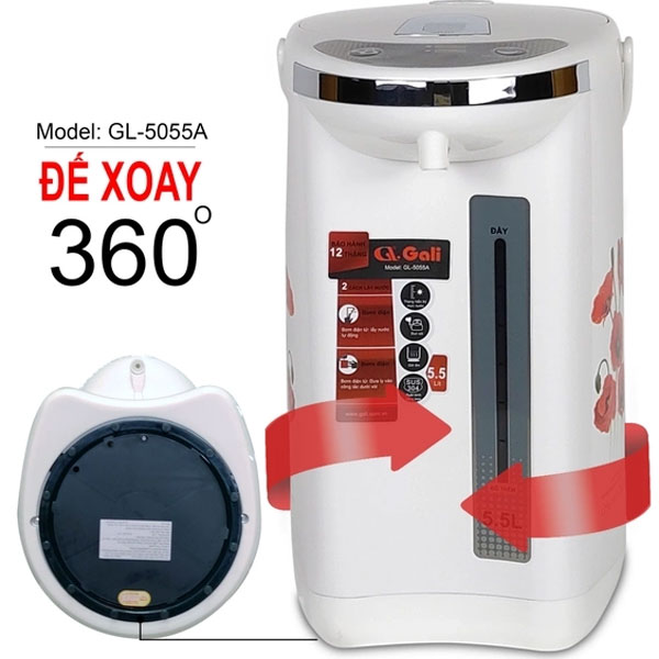 Bình thủy điện Gali GL-5055A - Hàng chính hãng