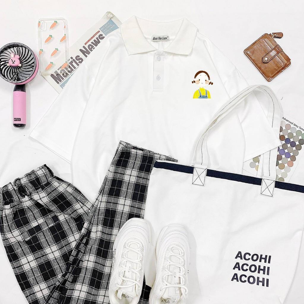 Polo Áo Thun Có Cổ Tay Lỡ Form Rộng Unisex BÉ MẶC YẾM Ulzzang Couple