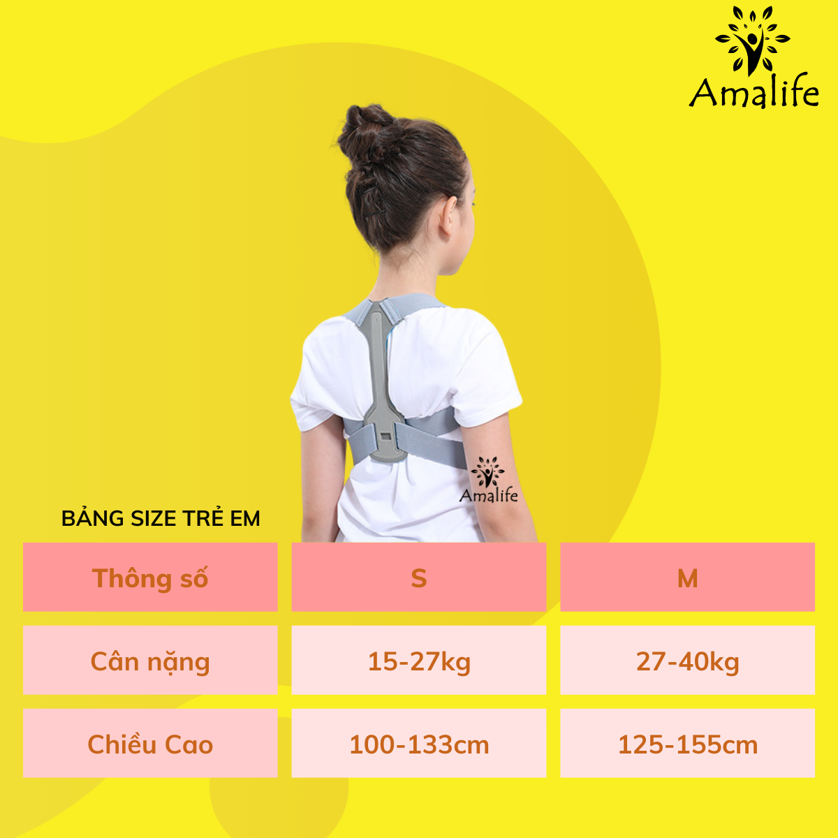 Đai Chống Gù Lưng Trẻ Em Nam Nữ Có Nẹp Nhiều Độ Tuổi Ama04 - Chính Hãng Amalife