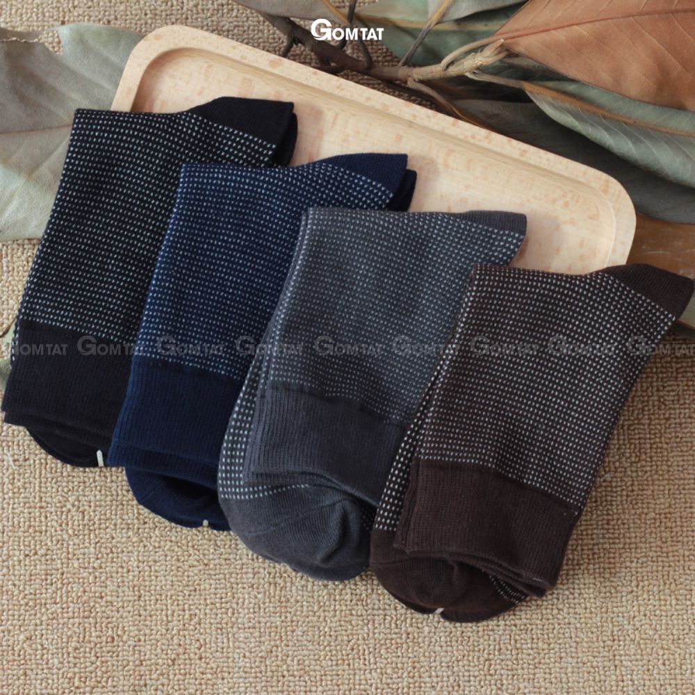 Tất Giày Tây Nam Cổ Cao GOMTAT Chất Liệu Cotton Cao Cấp Êm Chân Thoáng Khí - TATGIAYTAY01-1DOI