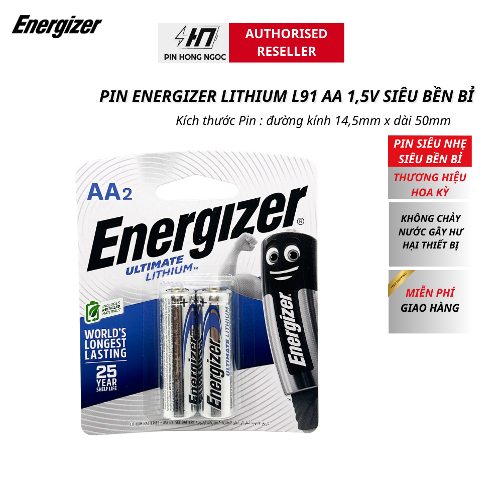 Pin AA Energizer Ultimate Lithium L91 - Vỉ 2 viên