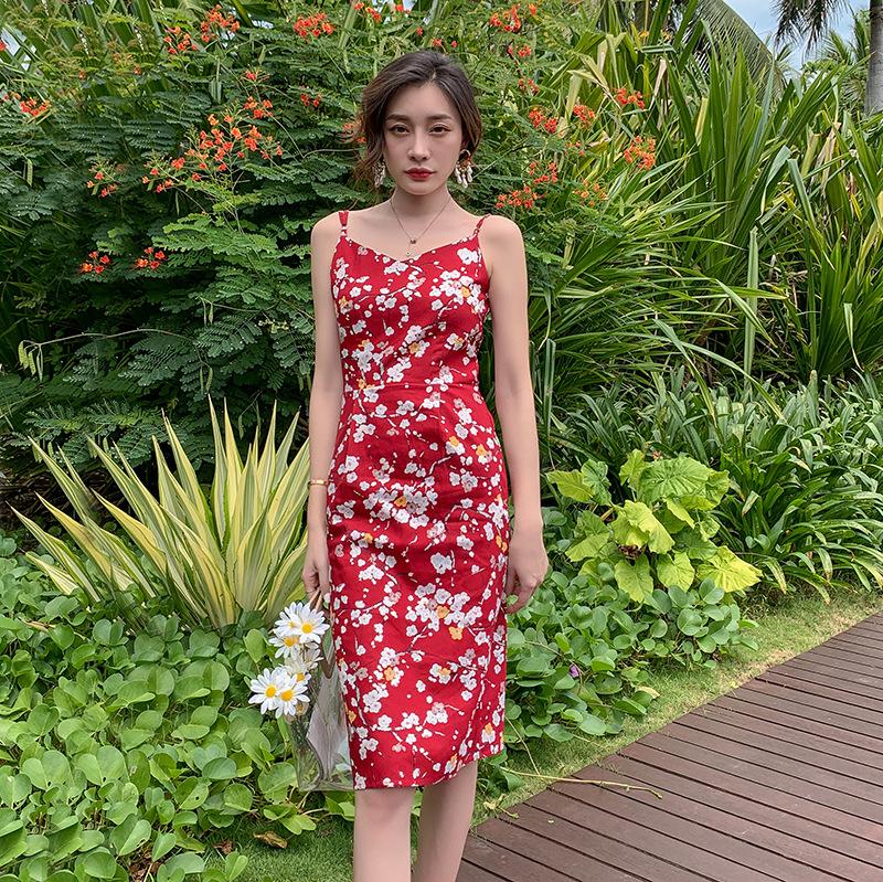 Đầm Voan Cổ Tim In Họa Tiết Hoa Thanh Lịch Dành Cho Nữ