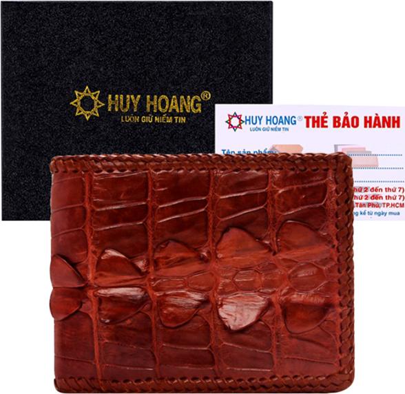 Ví Nam Da Cá Sấu Đan Viền Gai Huy Hoàng HT2223 - Nâu Đất